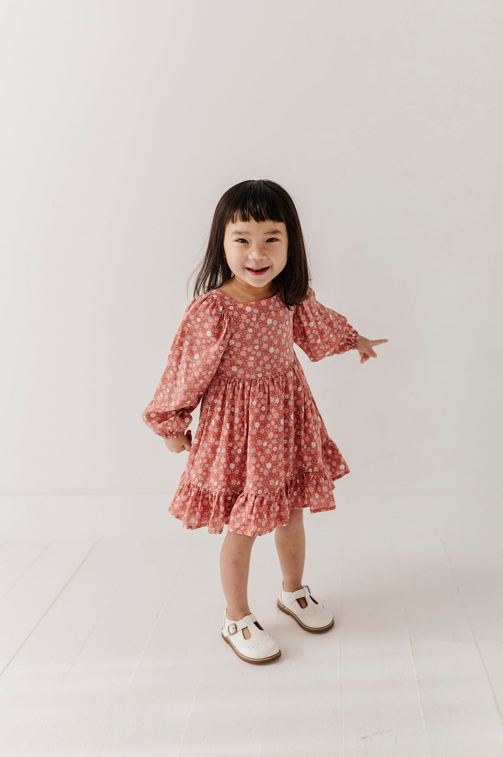 Viscose Long Sleeve Dress - Tiny Petals