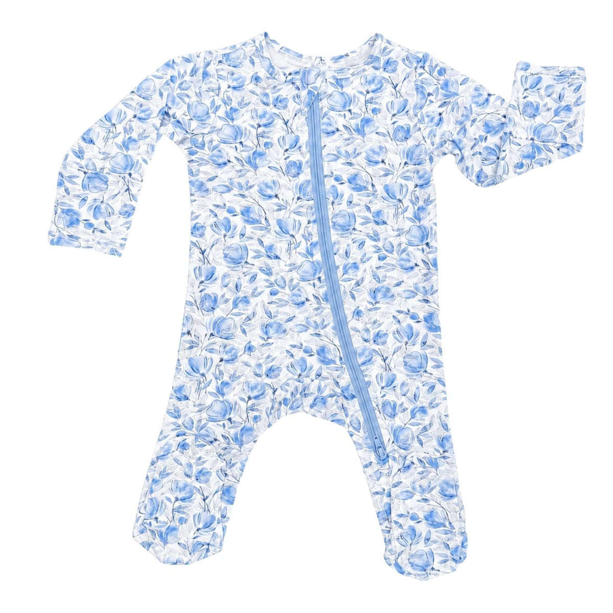 Modal Footie Pajamas - Blue Floral