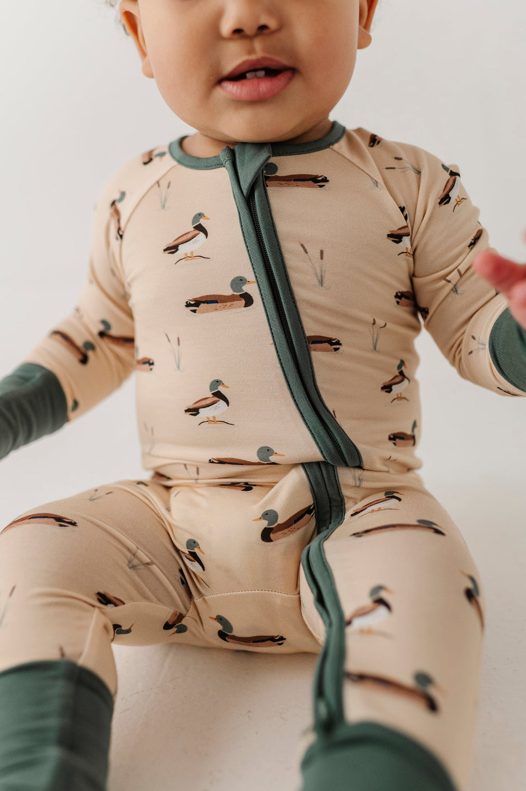 Bamboo Long Sleeve Zip Romper - Mallard Ducks