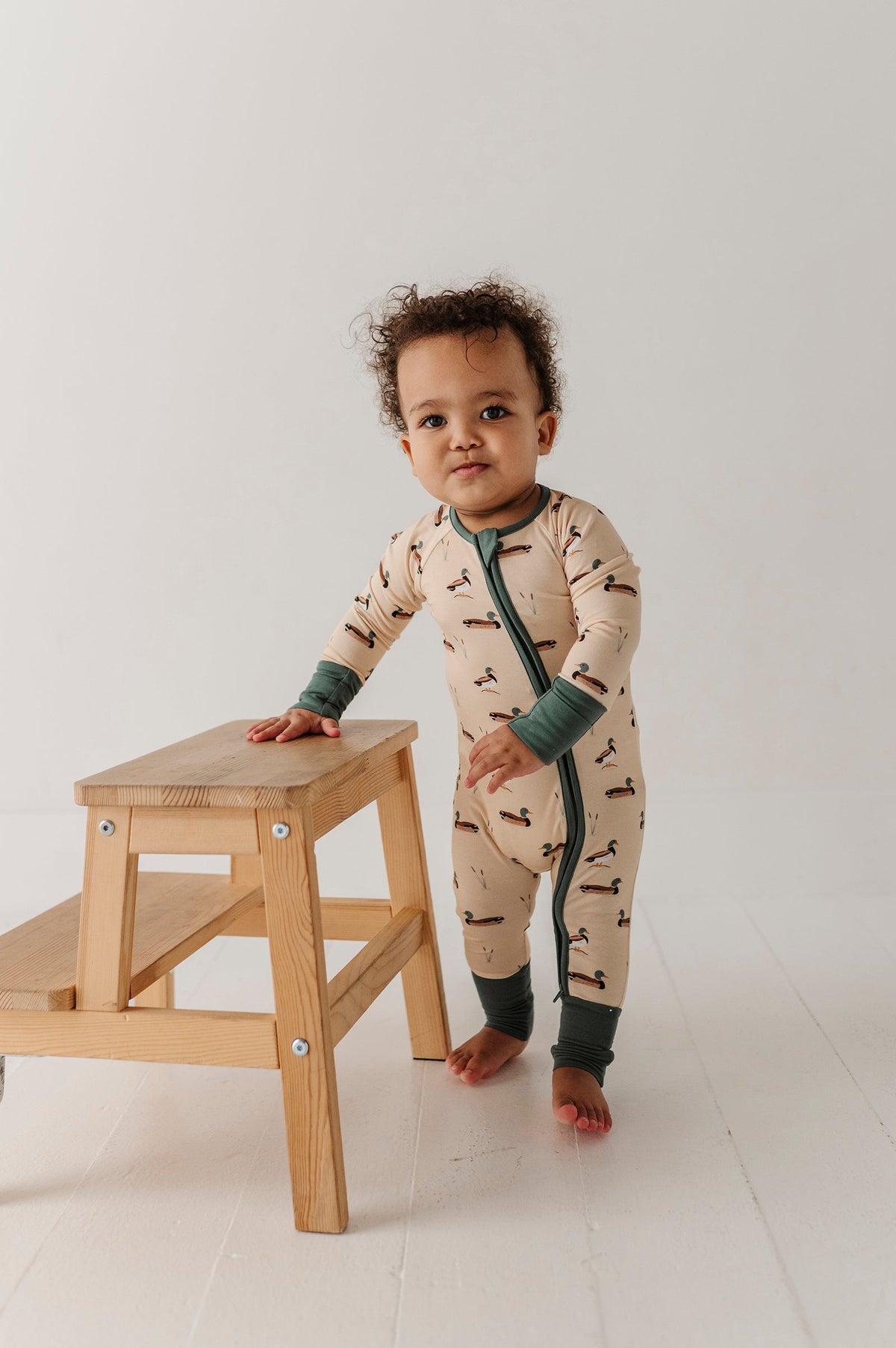 Bamboo Long Sleeve Zip Romper - Mallard Ducks