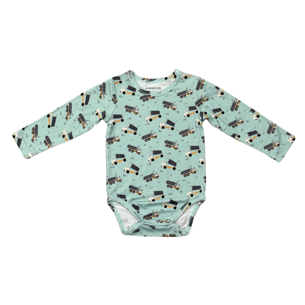 Bamboo Long Sleeve Bodysuit - Dump Trucks