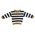 Cotton Knit Sweater - Charcoal Bronze Stripe